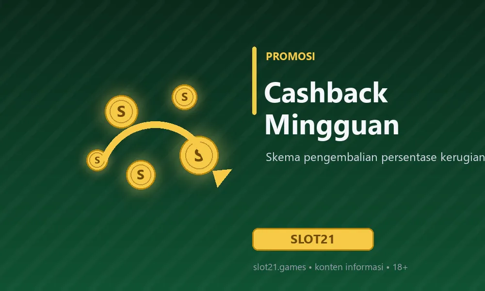 Ilustrasi koin emas dan lingkaran panah balik, simbol cashback mingguan