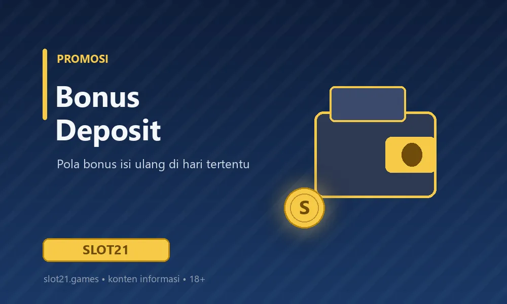 Ilustrasi dompet biru dengan gesper emas berisi koin, simbol bonus deposit